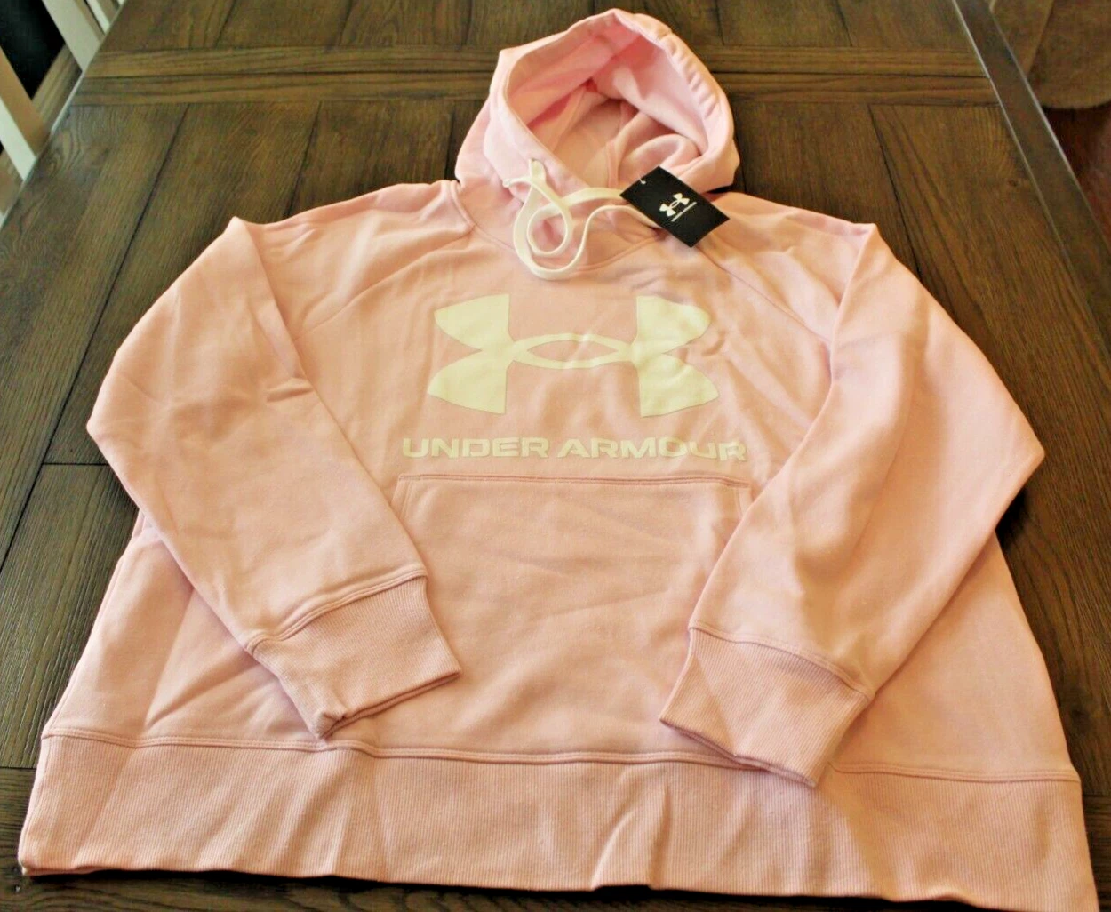 NEW Women's Under Armour Rival Fleece Logo Hoodie Prime Pink Size 1X MSRP $60