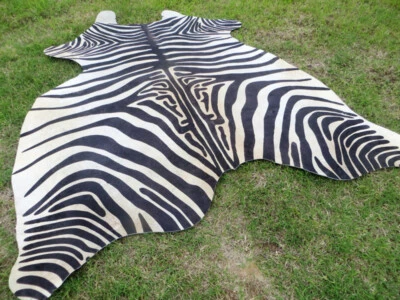 PROINLEATHER HUUUUUUGE !! ZEBRA BLACK & WHITE print printed Cowhide Rug natural Cow Hide Skin
