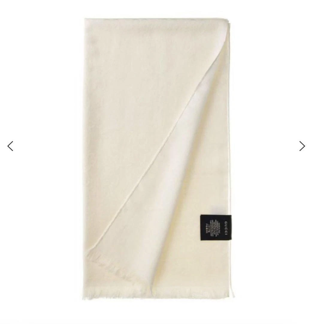 Echarpe GUCCI laine mélangée motif franges ivoire neuve avec étiquette 