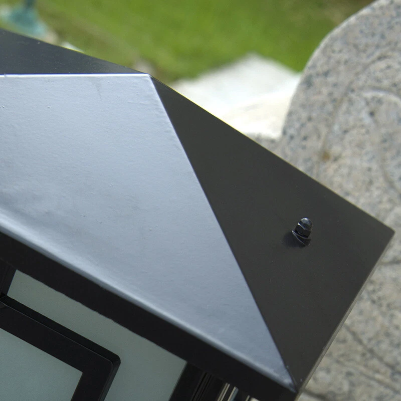 Outdoor Vintage Pillar Light Garden Glass Lighting Yard Gate Black Post Lamp - Image 4 of 4