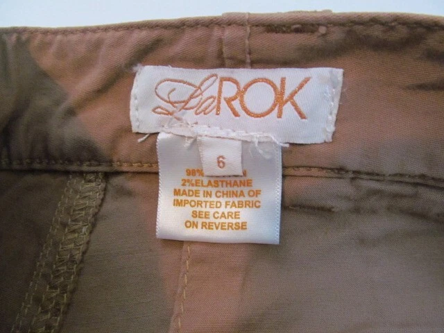 Nuevo LaRok Pantalones Cortos Carga Multi Bolsillo Cordón Pierna Corbata Marrón Botón Talla 6 Foto 4 de 4