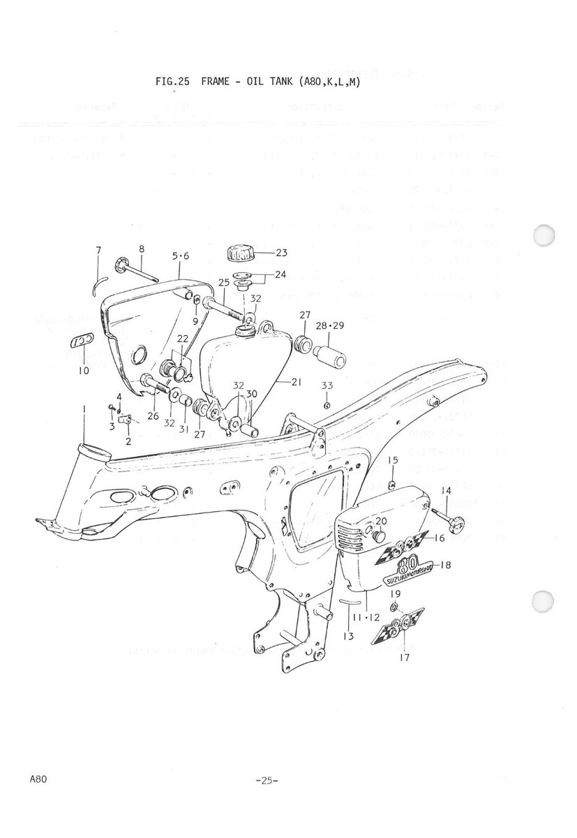 SUZUKI Parts Manual A80 1971 1972 1973 1974 1975 1976 1977 1978