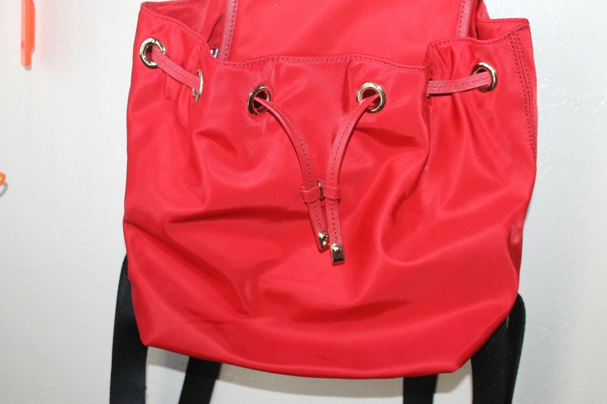Kate Spade New York Medium Drawstring Flap Red Leather Backpack KATE SPADE RED NYLON medium flap backpack drawstring tote  main image 4