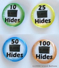 Geocaching Button Badge - Milestone Hides 1 Pin, Various values available 
