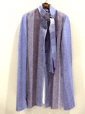 Avoca Collection Wool Cape Coat Poncho Cloak Purple Plum Striped w/Scarf Ireland