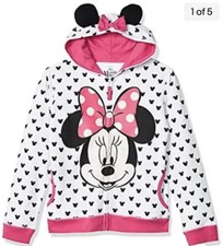 Disney Girls' Minnie Hoodie with Bow and Ear White Size S 4-5  42 New