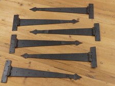 6 Large Strap T Hinges 18 Tee Hand Barn Rusti...