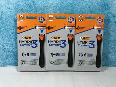 Bic Hybrid Comfort 3 Razor System 1 Handle + 6 Blades Lot of 3 New in Box