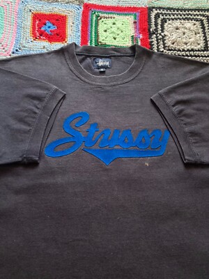 Vintage Stussy Velour Logo Tee | eBay 