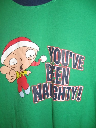 Stewie Family Guy Classic Green Christmas You've Been Naughty Medium Nightshirt - Picture 2 of 3