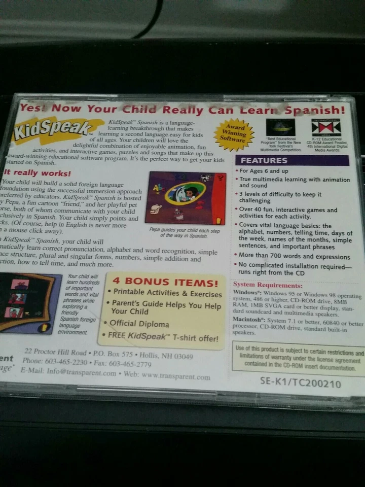 Scholastic Books Kidspeak Kids Speak Spanish CD Rom Age 6+ Educational Game - Image 2 of 3