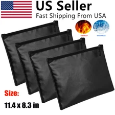 Medium Waterproof Fireproof Money Bag Document Cash Safe Valuables Storage Pouch