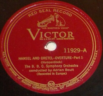 12'' Adrian Boult BBC SO 78 HUMPERDINCK Hansel & Gretel Overture In 2 Parts BX1A