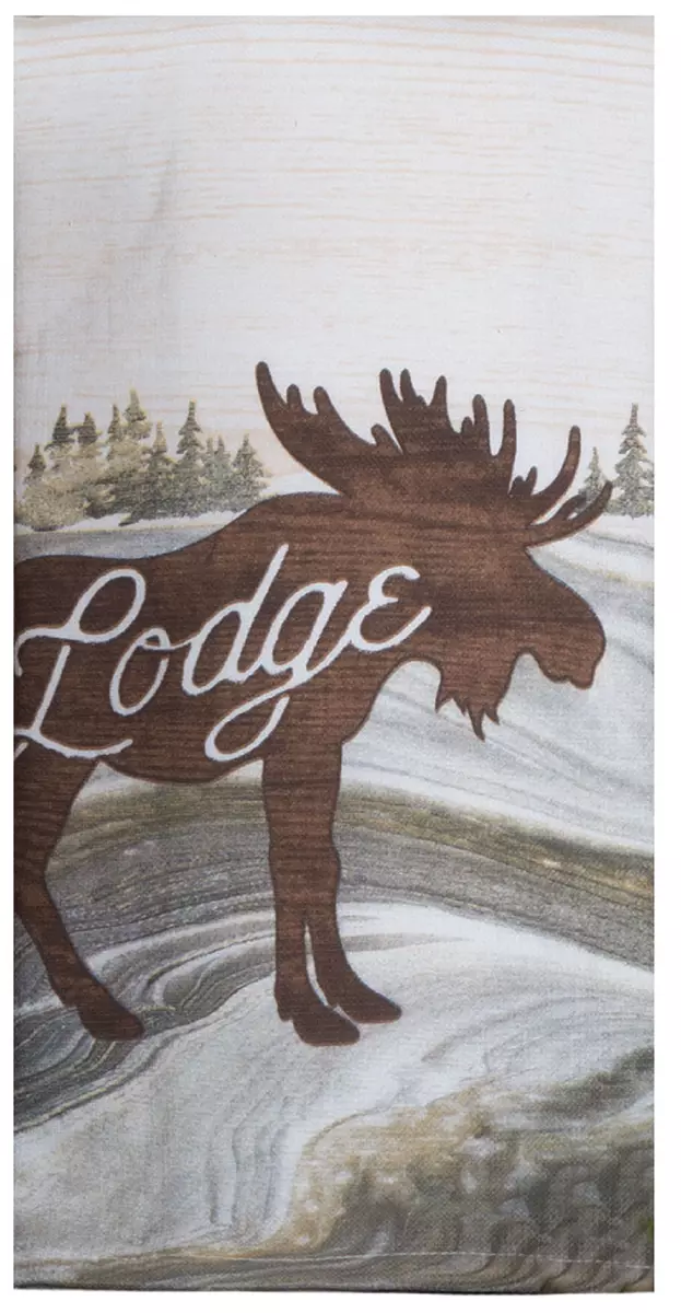 Moose Hand Towel Cabin Themed Kitchen Towels with Animals Lodge White  Dishcloth