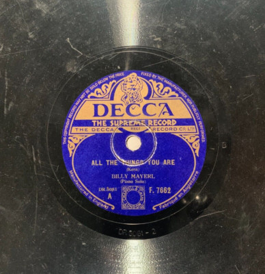 BILLY MAYERL / ALL THE THINGS YOU ARE ENGLAND JAZZ 78 RPM DECCA RECORD A2