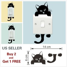 Black Cute Cat Light Switch Decal Wall Stickers Baby Room Sticker Wallpaper