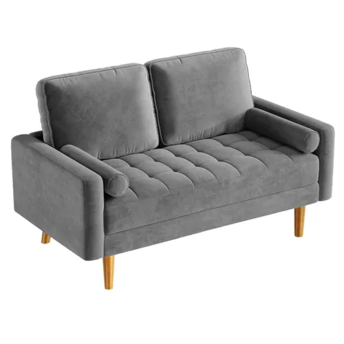 2 Sitzer Sofa Loveseat Kleine Sofa mit 2 Kissen und Armlehnen Sofa Set Loungsofa - Bild 21 von 42