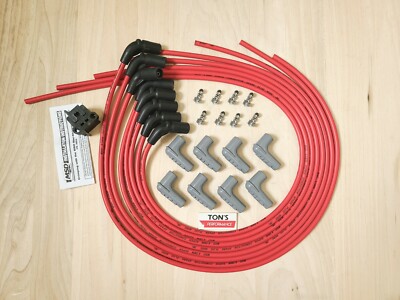 42'' GM LT LT1 Universal MSD Red 8.5mm Cut to Fit Spark Plug Wire Kit Custom 90*
