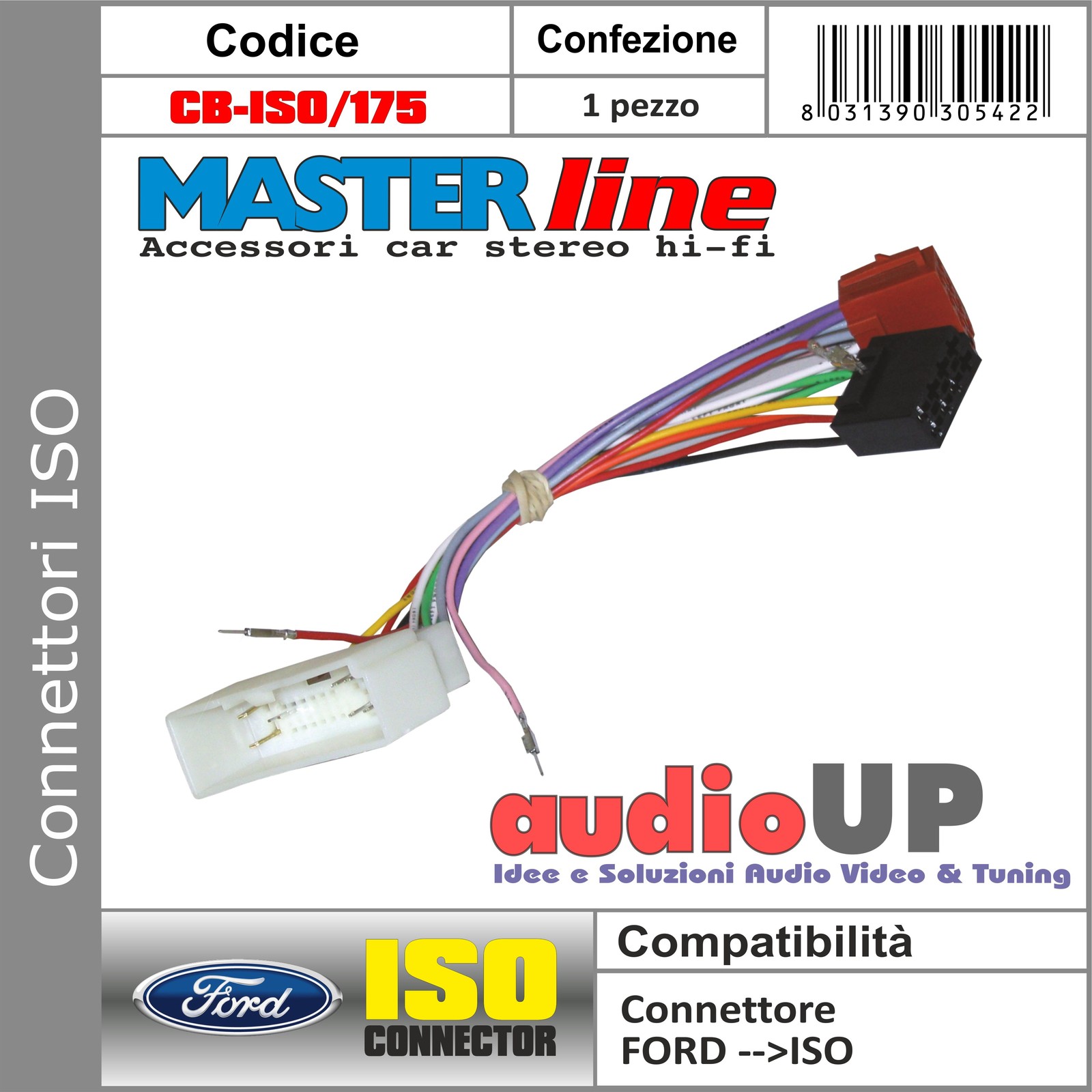 CONNETTORE ISO AUTORADIO ORIGINALE PER FORD FIESTA DAL 2003 AL 2005 - MASTERLINE