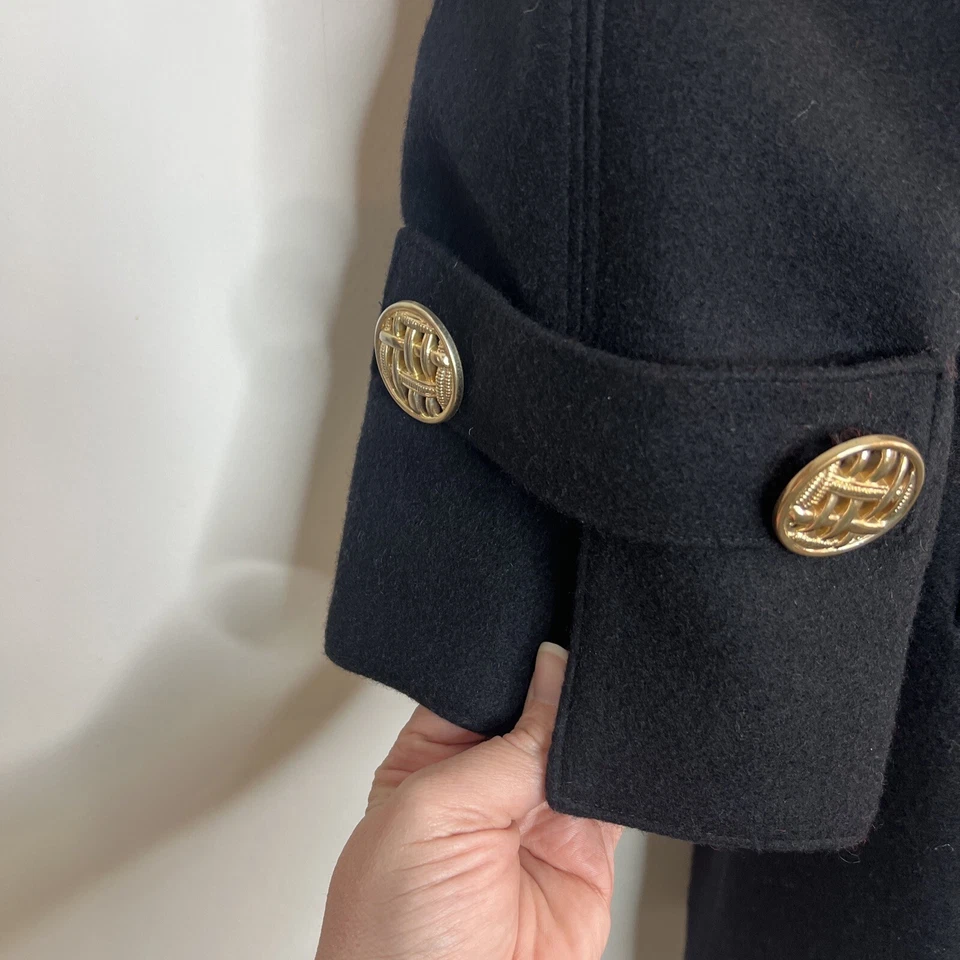 Abrigo largo de lana para mujer Jofeld vintage negro talla mediana viejo dinero mob esposa EE. UU. Foto 4 de 4