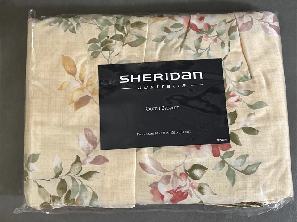 FALDA DE CAMA Sheridan Queen vintage con volantes rosas amarillas florales cottagecore Foto 2 de 4