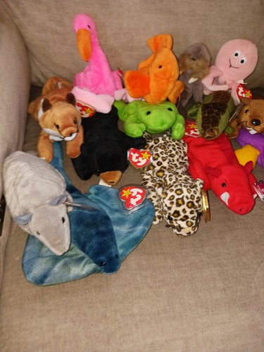 Ty Beanie Babies Lot of 14 w/ 4th Heart Tags Sting, Tank Sly Patti...