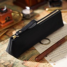 Faux Leather Pen Case Pencil Bag Pouch With Zipper Pen Holders For Men Women