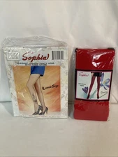 Sophia Elegant Fashion W Rhinestone Hose & Lady Opaque Tights Red Queen Size
