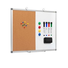 Cork Board Magnetic Dry Erase Board Combo, 24 x 18 Inches Whiteboard and Bull...