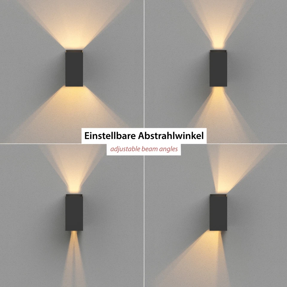 Wandleuchte CUBEL für außen, anthrazit, IP65, Up & Downlight, rechteckig, - Bild 2 von 4
