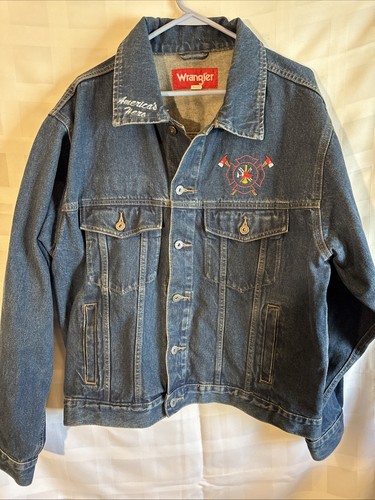VTG Y2K Wrangler Firefighters Hero Denim Jacket Men’s XL America’s Hero