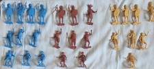 Vintage MPC African Tribal Zulu Warriors Lot of 26 Blue Brown Yellow Figures