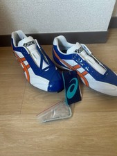 ASICS spikes, size 24.5cm, blue, white, and orange, custom order