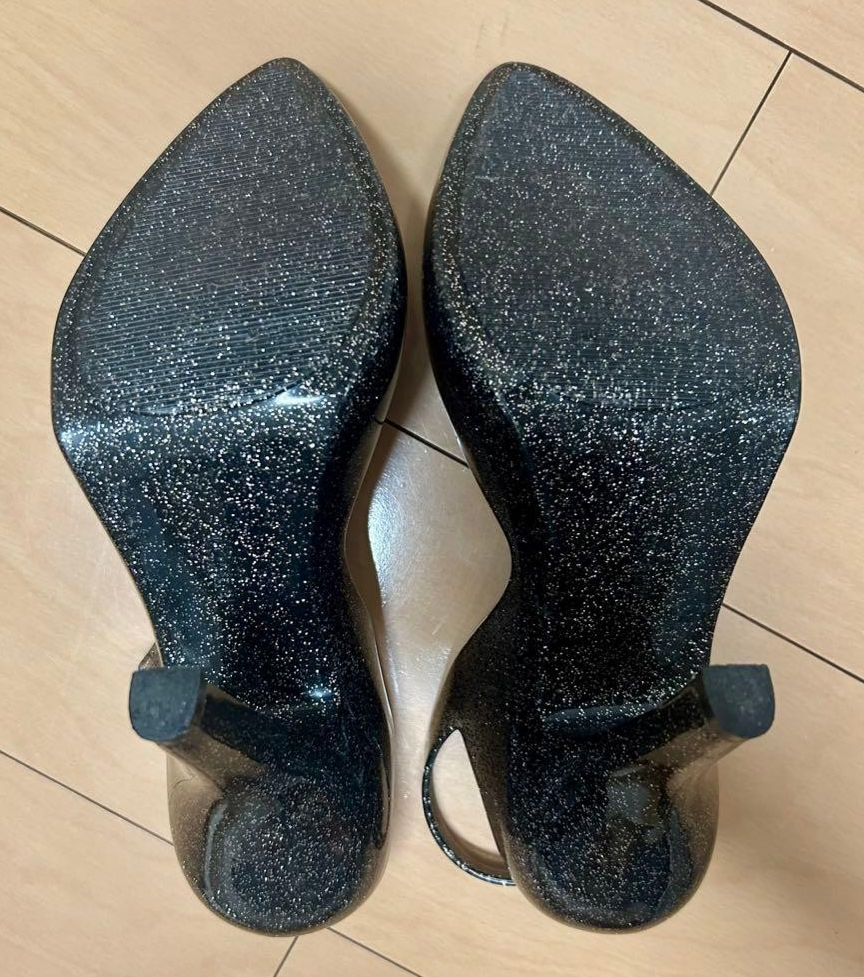 Melissa Vivienne Westwood Lady Dragon Black Glitter Orb Heels Size