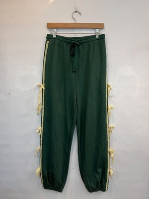 Entro Women's Bow Tie Side Detail Jogger Sweatpants Size Medium Hunter Green
