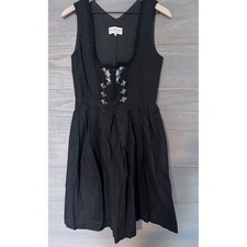 Original Steindl Womens Black Cotton Floral Embroidered Dirndl Dress Size 40