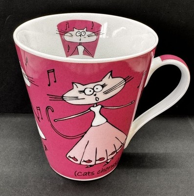 Vintage David Mason Design DMD Cats Chorus Pink Keramiktasse 2005 Whimsical Cat
