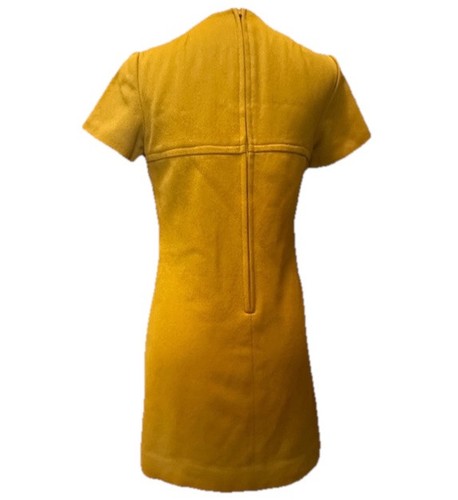 Vintage 1970’s Mod Day Dress Women’s Yellow Midi Shift Handmade XS - Picture 2 of 7