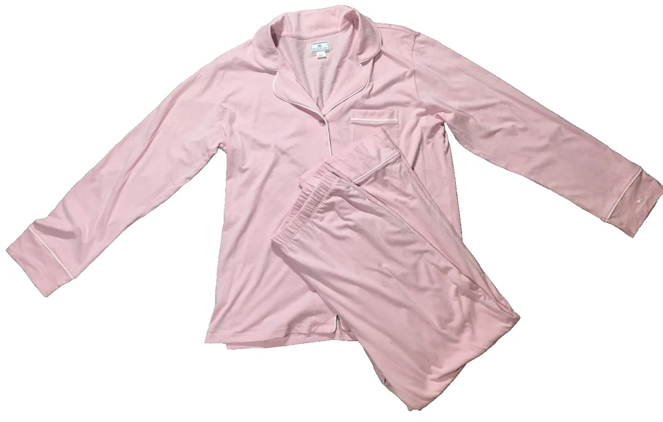 Nuevo pijama jersey de algodón Pima Luxe Luxe PETITE PLUME para mujer en rosa talla XL Foto 4 de 4