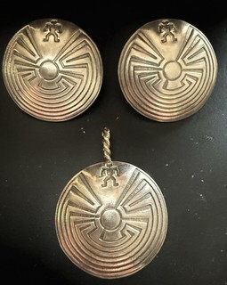 Hopi Man In The Maze Sterling Silver Earrings And Pendant Set
