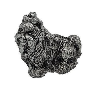 Vintage Silver Plated Yorkshire Terrier Figurine 2 Inches Tall Laminato AG ARDE