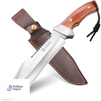Jungel-King Jagdmesser 33Cm Full Tang Bowiemesser Holzgriff Survival