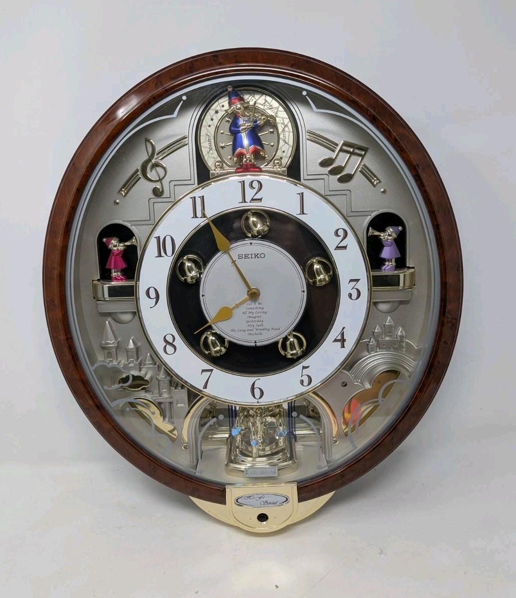 Seiko Melodies Motion Clock Swarovski Crystals Beatles Special Edition READ