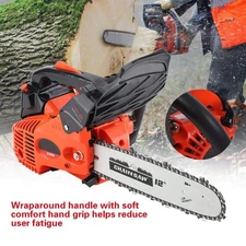 25.4cc Gas Top Handle Chainsaw 12inch Bar Chain 2-Stroke Engine Cut Tree Wood US