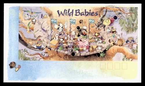 DR WHO 2001 AUSTRALIA FDC WILD BABIES S/S w29727