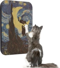 Wall Mount Cat Scratcher Cardboard Scratch Pad Starry Night Art Board for Cats