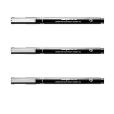 Uni Ball Pin Drawing Pens Fineliner 0.05mm Black Ink Pack of 3 Ultra Fine