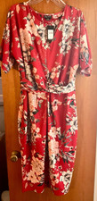 Women’s City Chic Orange Print Plus Size Dress Knot Seduction Empire Waist XS/14