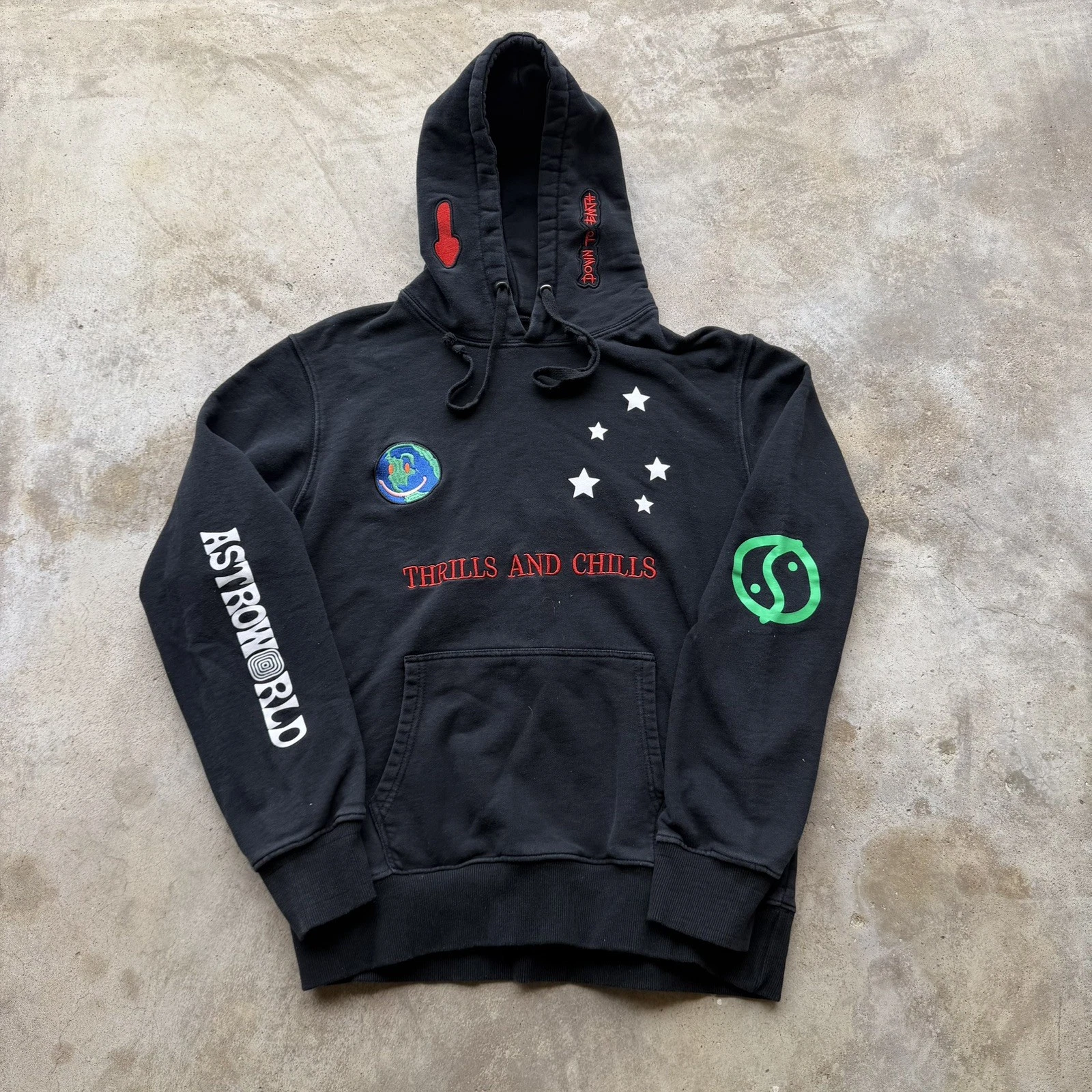 Travis Scott Astroworld 2018 Festival Thrills and Chills World Peace Hoodie BLK