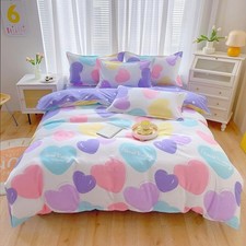 Cinyana Colorful Love Heart Duvet Cover3 Pcs Kids Duvet Cover Setkawaii